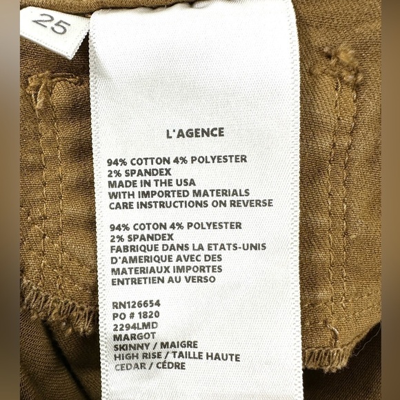 L'Agence Margot High Rise Skinny Jeans Size 25 Cedar Brown - Picture 8 of 13